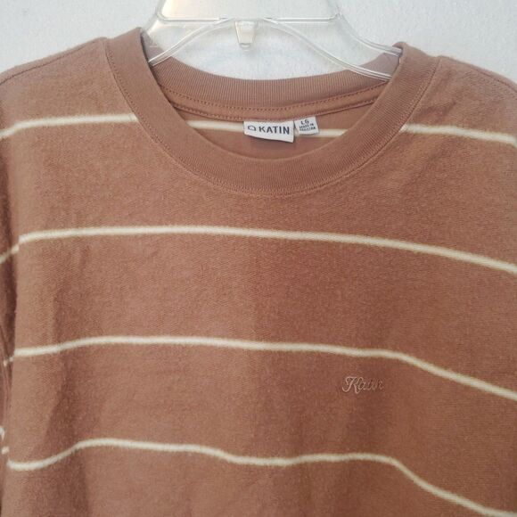 Katin Sweatshirt Mens Large Parks Reverse Fleece Striped Crew Neck Pullover Soft - Picture 5 of 16